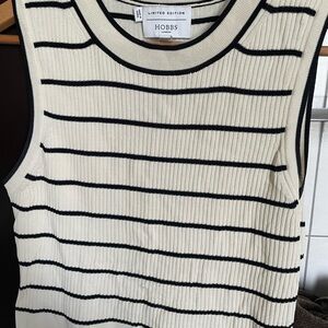 Hobbs Cream & Black Striped Ribbed Tank. Belmont Striped Top